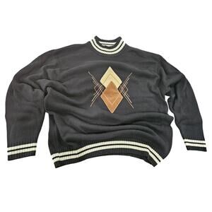 Jordan Craig Black Argyle Diamond Sweater Mock Neck Men’s Large
